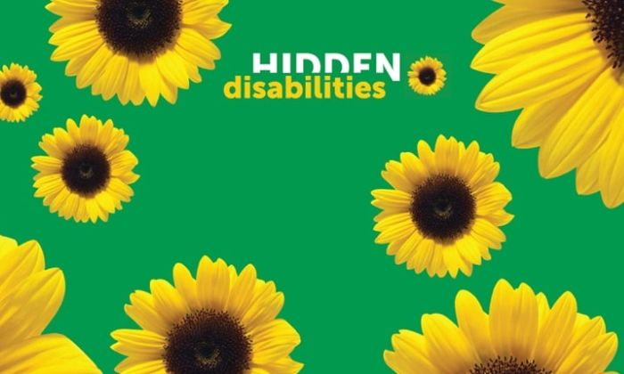 Yellow sunflowers against a green background, with Hidden Disabilities text