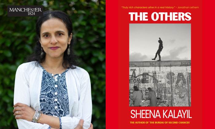 Headshot of Sheena, next to the red front cover of THE OTHERS