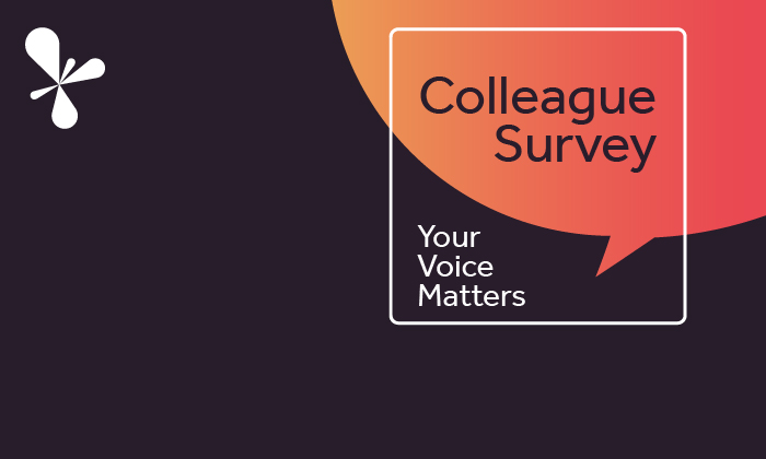 Man looking into the distance with colleague survey identifier in corner